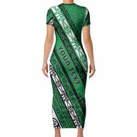 Personalised Aotearoa Ngati Raukawa Short Sleeve Bodycon Dress New Zealand Maori Tribal Fern Pattern DT05 - Polynesian Pride