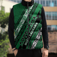 Personalised Aotearoa Ngati Raukawa Sleeveless Puffer Jacket New Zealand Maori Tribal Fern Pattern