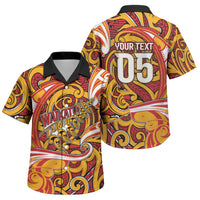 Custom Aotearoa Waikato Tainui Family Matching Off Shoulder Short Dress and Hawaiian Shirt Maori Tribal Pattern Koru Motif DT05 Son's Shirt Yellow - Polynesian Pride