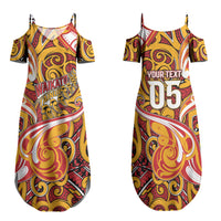 Custom Aotearoa Waikato Tainui Family Matching Summer Maxi Dress and Hawaiian Shirt Maori Tribal Pattern Koru Motif DT05 Mom's Dress Yellow - Polynesian Pride