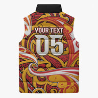 Custom Aotearoa Waikato Tainui Sleeveless Puffer Jacket Maori Tribal Pattern Koru Motif