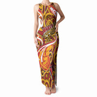 Custom Aotearoa Waikato Tainui Tank Maxi Dress Maori Tribal Pattern Koru Motif DT05 Women Yellow - Polynesian Pride