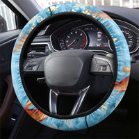 Blue Palaka Hawaiian And Japanese Steering Wheel Cover Sakura Lei With Koi Fish DT05 - Polynesian Pride
