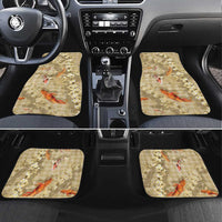 Beige Palaka Hawaiian And Japanese Car Mats Sakura Lei With Koi Fish - Polynesian Pride