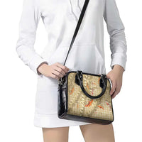 Beige Palaka Hawaiian And Japanese Shoulder Handbag Sakura Lei With Koi Fish - Polynesian Pride