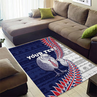 Personalised New Zealand Father's Day Area Rug Daddy Kiwi Bird Silver Ferns
