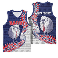 Personalised New Zealand Father's Day Basketball Jersey Daddy Kiwi Bird Silver Ferns