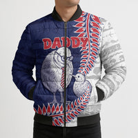Personalised New Zealand Father's Day Bomber Puffer Jacket Daddy Kiwi Bird Silver Ferns