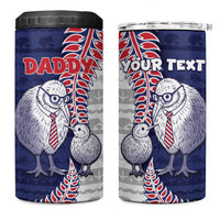 Personalised New Zealand Father's Day 4 in 1 Can Cooler Tumbler Daddy Kiwi Bird Silver Ferns