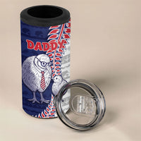 Personalised New Zealand Father's Day 4 in 1 Can Cooler Tumbler Daddy Kiwi Bird Silver Ferns