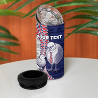 Personalised New Zealand Father's Day 4 in 1 Can Cooler Tumbler Daddy Kiwi Bird Silver Ferns