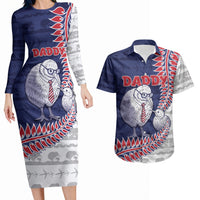 Personalised New Zealand Father's Day Couples Matching Long Sleeve Bodycon Dress and Hawaiian Shirt Daddy Kiwi Bird Silver Ferns
