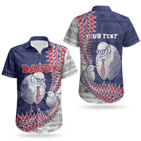 Personalised New Zealand Father's Day Couples Matching Off Shoulder Maxi Dress and Hawaiian Shirt Daddy Kiwi Bird Silver Ferns