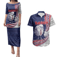 Personalised New Zealand Father's Day Couples Matching Puletasi and Hawaiian Shirt Daddy Kiwi Bird Silver Ferns
