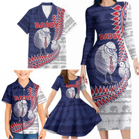 Personalised New Zealand Father's Day Family Matching Long Sleeve Bodycon Dress and Hawaiian Shirt Daddy Kiwi Bird Silver Ferns