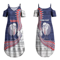 Personalised New Zealand Father's Day Family Matching Summer Maxi Dress and Hawaiian Shirt Daddy Kiwi Bird Silver Ferns