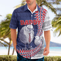 Personalised New Zealand Father's Day Hawaiian Shirt Daddy Kiwi Bird Silver Ferns