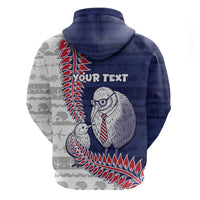 Personalised New Zealand Father's Day Hoodie Daddy Kiwi Bird Silver Ferns