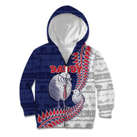 Personalised New Zealand Father's Day Kid Hoodie Daddy Kiwi Bird Silver Ferns
