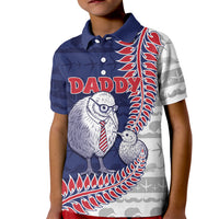 Personalised New Zealand Father's Day Kid Polo Shirt Daddy Kiwi Bird Silver Ferns