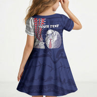 Personalised New Zealand Father's Day Kid Short Sleeve Dress Daddy Kiwi Bird Silver Ferns