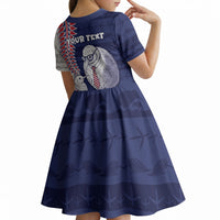 Personalised New Zealand Father's Day Kid Short Sleeve Dress Daddy Kiwi Bird Silver Ferns