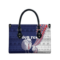 Personalised New Zealand Father's Day Leather Bag Daddy Kiwi Bird Silver Ferns