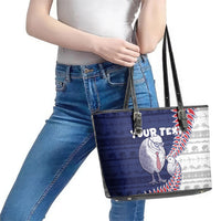 Personalised New Zealand Father's Day Leather Tote Bag Daddy Kiwi Bird Silver Ferns