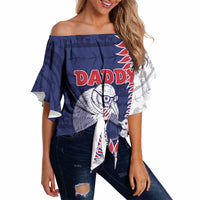 Personalised New Zealand Father's Day Off Shoulder Wrap Waist Top Daddy Kiwi Bird Silver Ferns
