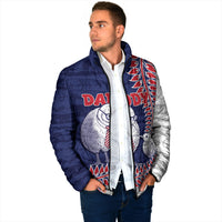 Personalised New Zealand Father's Day Padded Jacket Daddy Kiwi Bird Silver Ferns