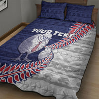 Personalised New Zealand Father's Day Quilt Bed Set Daddy Kiwi Bird Silver Ferns