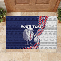 Personalised New Zealand Father's Day Rubber Doormat Daddy Kiwi Bird Silver Ferns