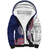 Personalised New Zealand Father's Day Sherpa Hoodie Daddy Kiwi Bird Silver Ferns