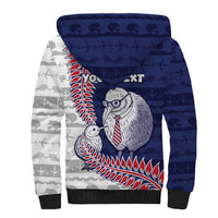 Personalised New Zealand Father's Day Sherpa Hoodie Daddy Kiwi Bird Silver Ferns