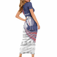Personalised New Zealand Father's Day Short Sleeve Bodycon Dress Daddy Kiwi Bird Silver Ferns