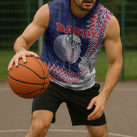 Personalised New Zealand Father's Day Sleeveless Hoodie Daddy Kiwi Bird Silver Ferns