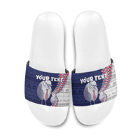 Personalised New Zealand Father's Day Slide Sandals Daddy Kiwi Bird Silver Ferns