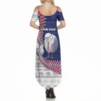 Personalised New Zealand Father's Day Summer Maxi Dress Daddy Kiwi Bird Silver Ferns