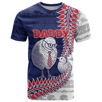 Personalised New Zealand Father's Day T Shirt Daddy Kiwi Bird Silver Ferns
