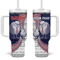Personalised New Zealand Father's Day Tumbler With Handle Daddy Kiwi Bird Silver Ferns