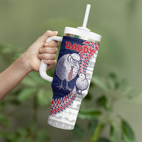 Personalised New Zealand Father's Day Tumbler With Handle Daddy Kiwi Bird Silver Ferns