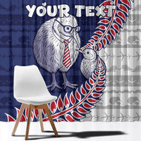 Personalised New Zealand Father's Day Window Curtain Daddy Kiwi Bird Silver Ferns