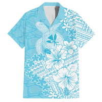 Hawaii Kanaka Maoli Family Matching Off Shoulder Short Dress and Hawaiian Shirt Polynesian Turtle Tattoo DT05 Dad's Shirt - Short Sleeve Blue - Polynesian Pride