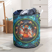 3D Illusion Nightmarchers Halloween Laundry Basket Hawaiian Warrior Spirit Lava Portal