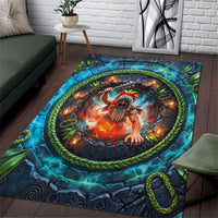 3D Illusion Nightmarchers Halloween Area Rug Hawaiian Warrior Spirit Lava Portal