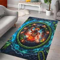 3D Illusion Nightmarchers Halloween Area Rug Hawaiian Warrior Spirit Lava Portal