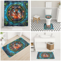3D Illusion Nightmarchers Halloween Bathroom Set Hawaiian Warrior Spirit Lava Portal