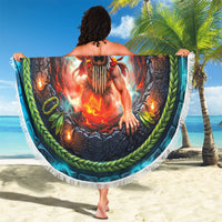 3D Illusion Nightmarchers Halloween Beach Blanket Hawaiian Warrior Spirit Lava Portal