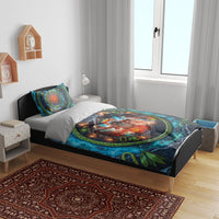 3D Illusion Nightmarchers Halloween Bedding Set Hawaiian Warrior Spirit Lava Portal