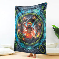 3D Illusion Nightmarchers Halloween Blanket Hawaiian Warrior Spirit Lava Portal